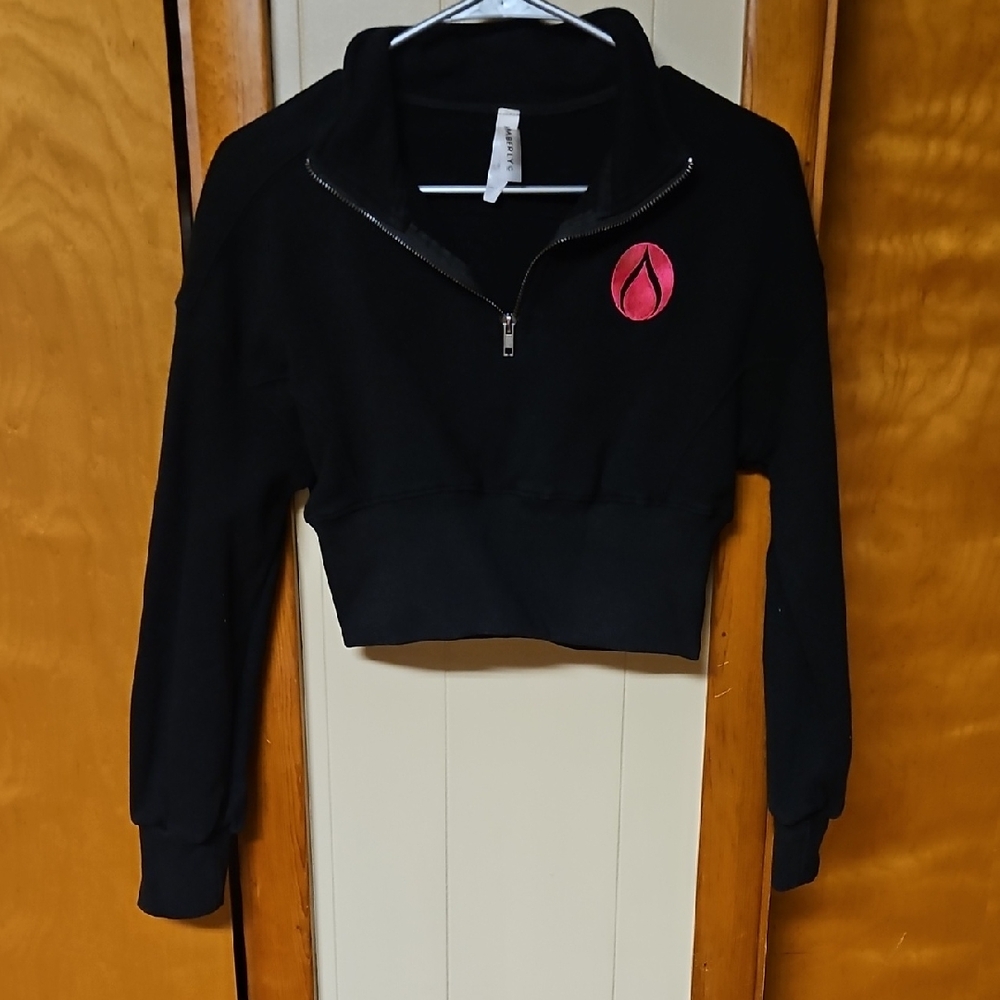 Black Quarter-Zip Sweatshirt with Pink Logo